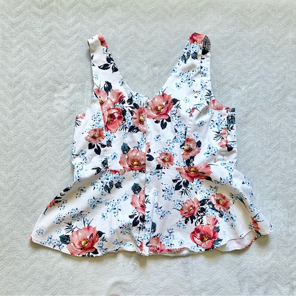 Torrid Sweetheart Babydoll Peplum Tank White Floral‎ Size 1X - Picture 3 of 7